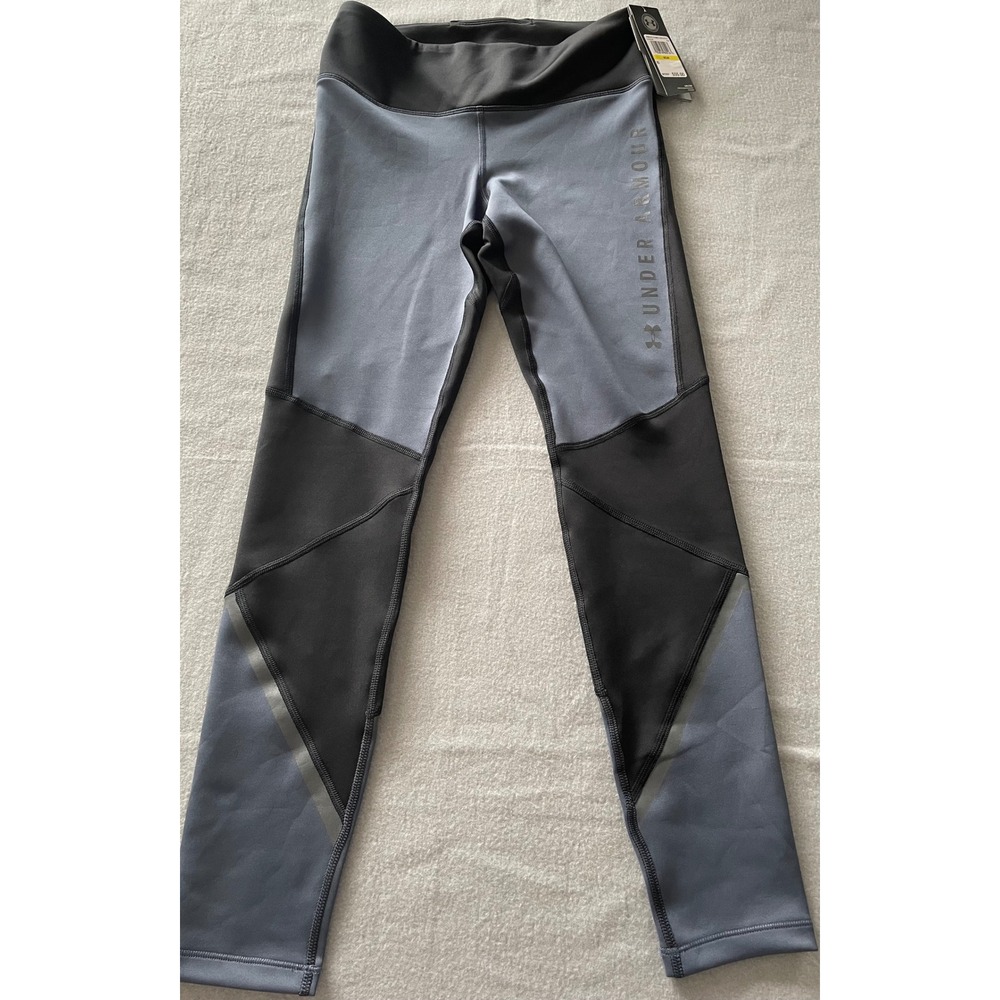 Under Armour ColdGear Colorblock Leggings Gray Black Womens Medium NWT 1314028